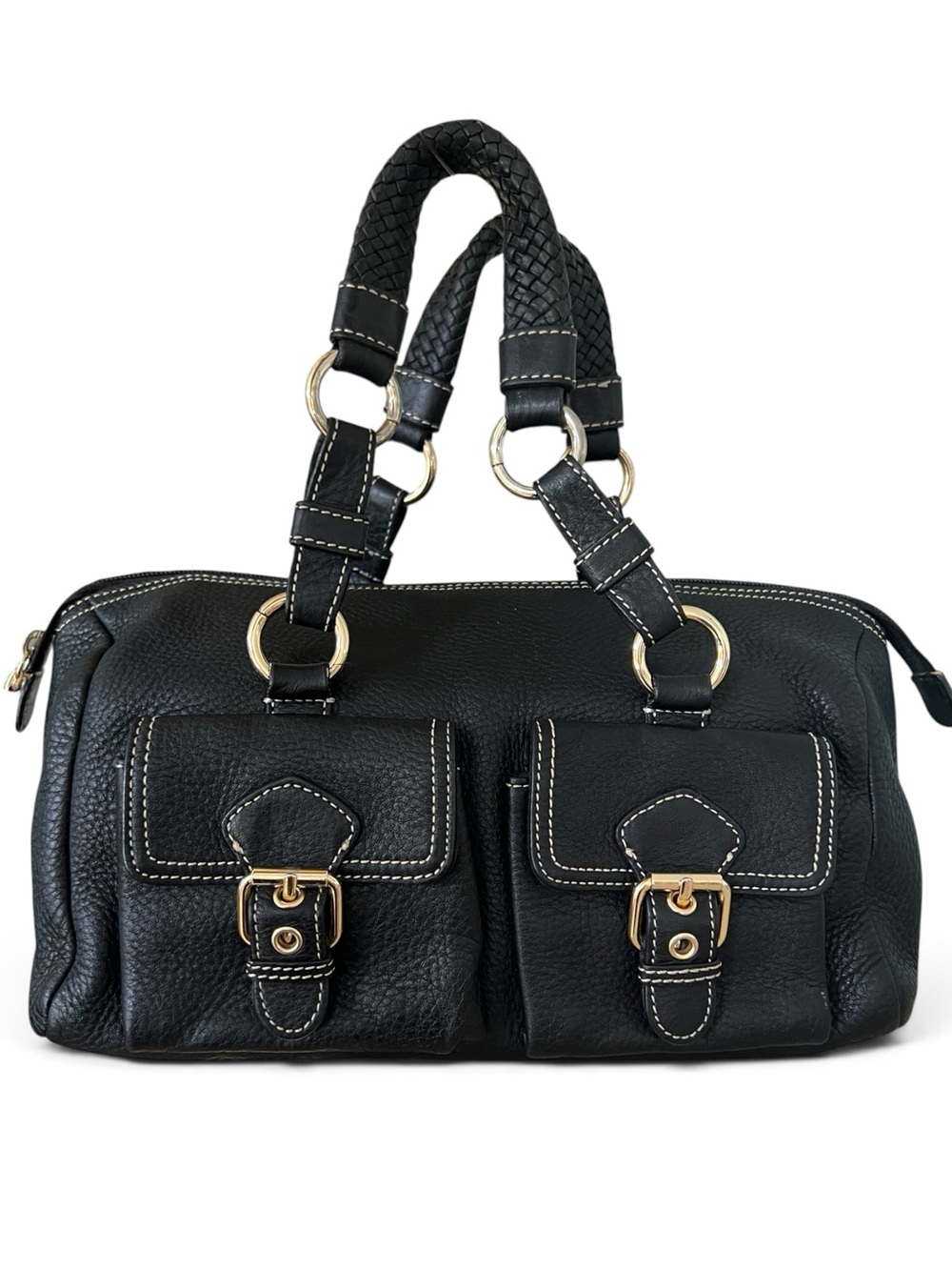 Talbots Black Genuine Leather Classic Shoulder Bag Tote